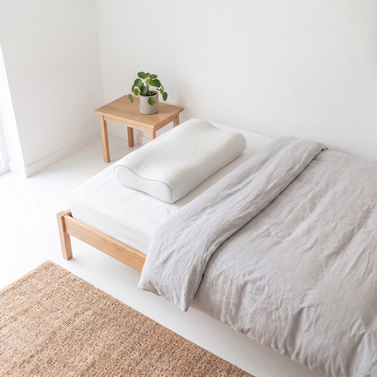 Recovery Kissen von rollholz liegt auf dem Bett, für erholsamen Schlaf.