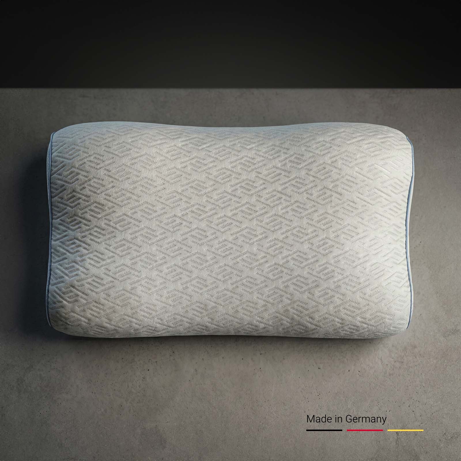 Ergonomisches Ruhekraft Kissen mit Nackenmulde in der Draufsicht