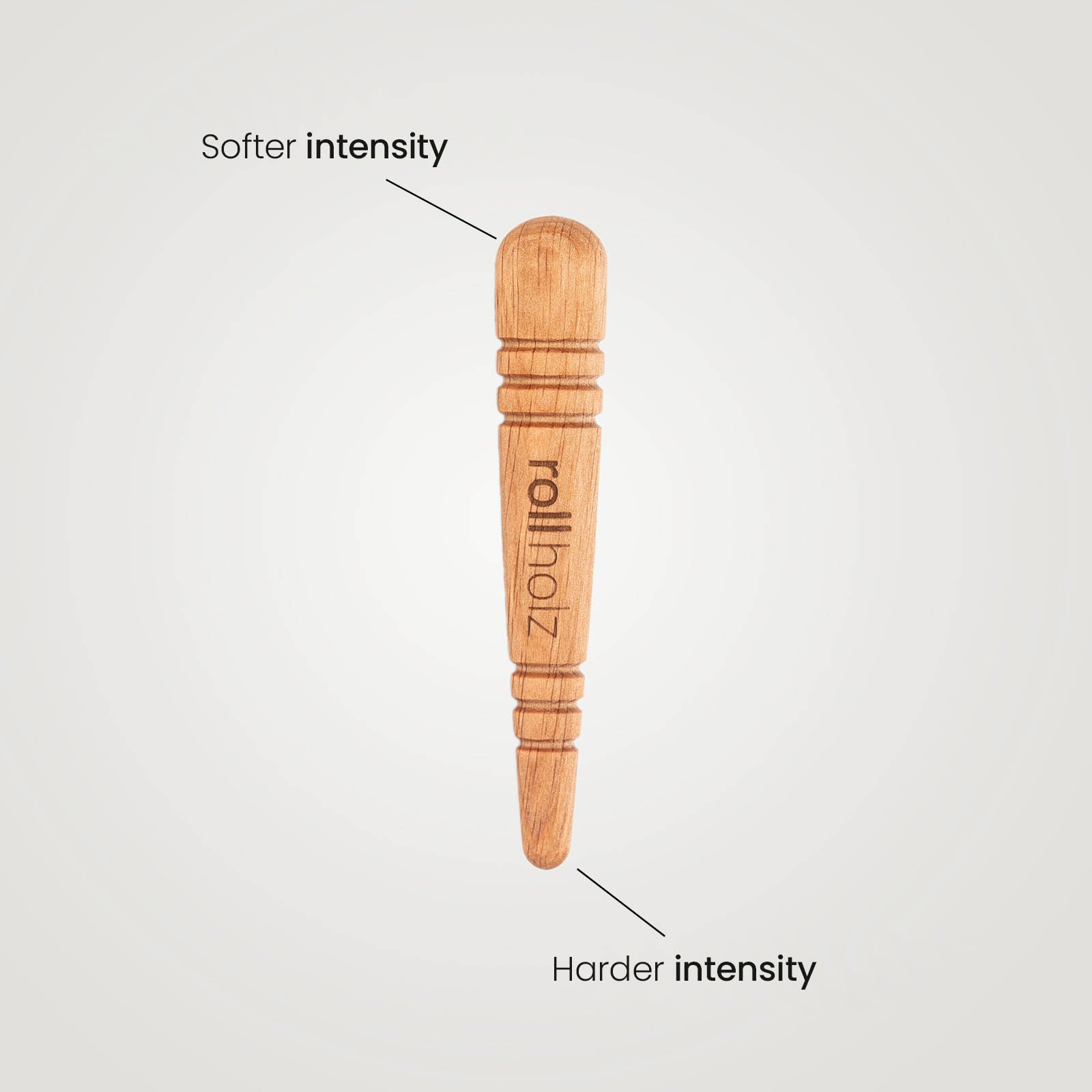 rollholz wooden trigger point tool with two ends for softer or more precise intensity.