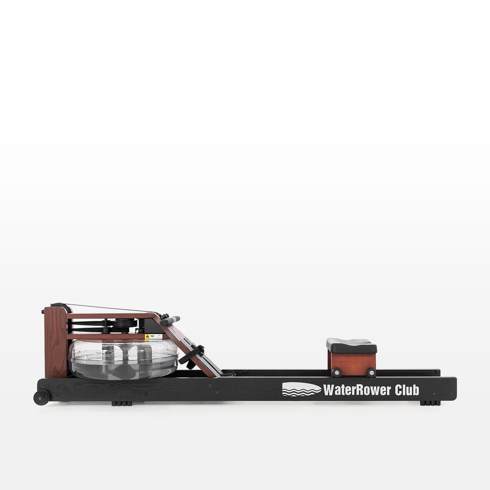 #Variante_Club Ein freigestellter WaterRower im Club-Design aus dunkel gebeizter Buche für intensives Training.